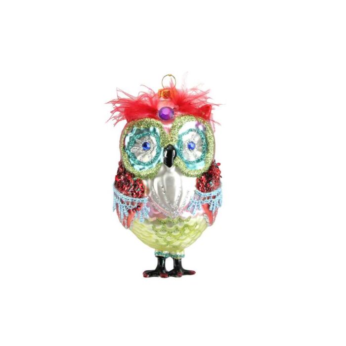 Gisela Graham Owl Glass Decortion - 12cm-2